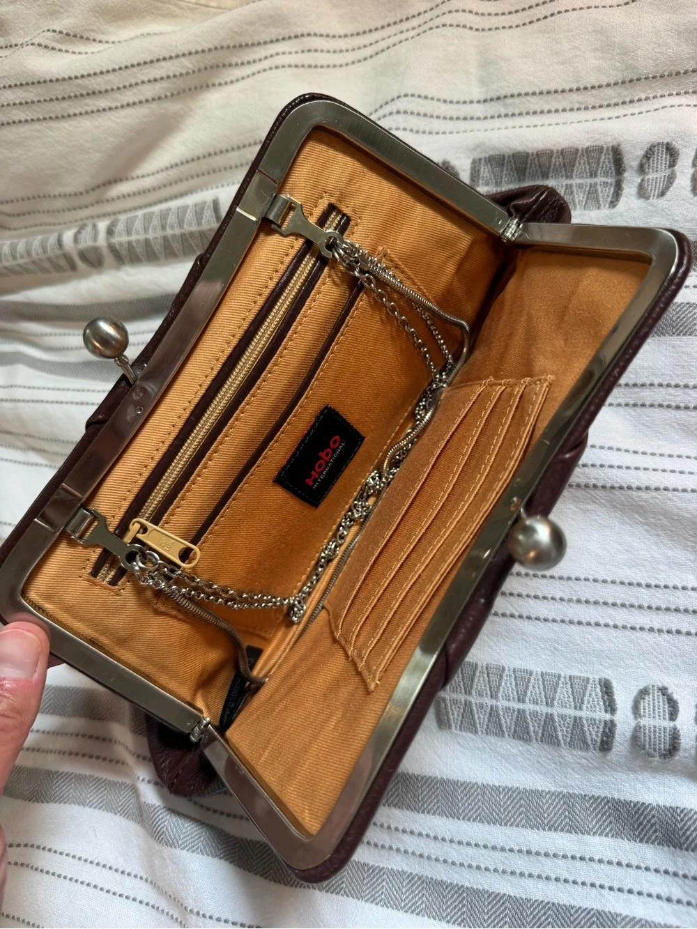 Rich Hobo Leather Kiss-Lock Clutch